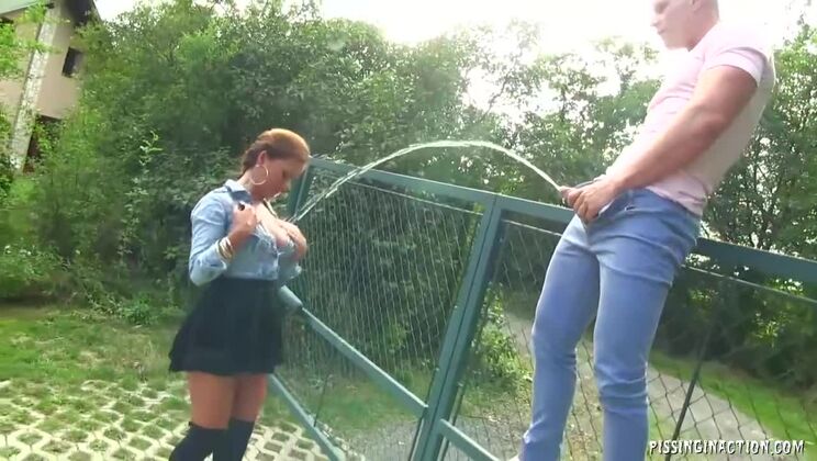 [Tainster] - Bella Baby Gets Pissed On Outdoor With Big Tits & Stockings - Bella Anne