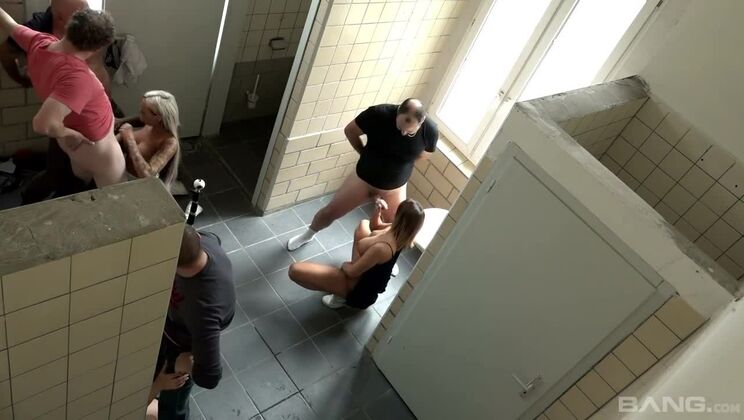 [BANG.com] - Natalie Hot's Hot Group Sex in Public Restroom - Natalie Hot