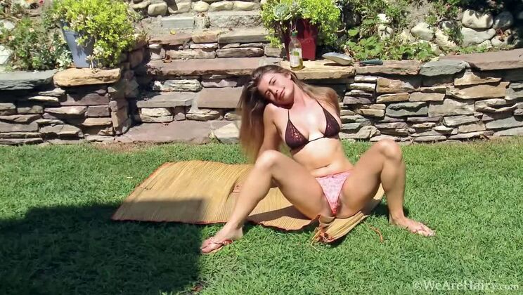 Brunette Bunny's Outdoor Tease