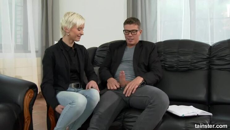Blonde Student Gets Deepthroat Lesson