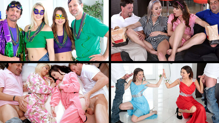 [TeamSkeetSelects] - Daughter Swap Orgy - Joseline Kelly & Dolly Leigh Double Penetration