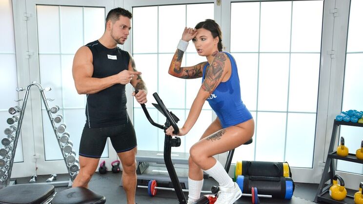 [FitnessRooms] -  Natural Tits Student Seduces Sporty Stud - Angelo Godshack - Adel Asanty