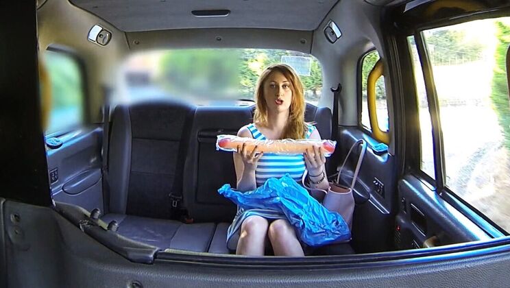 Cheating Lesbians Share a Huge Toy in Taxi