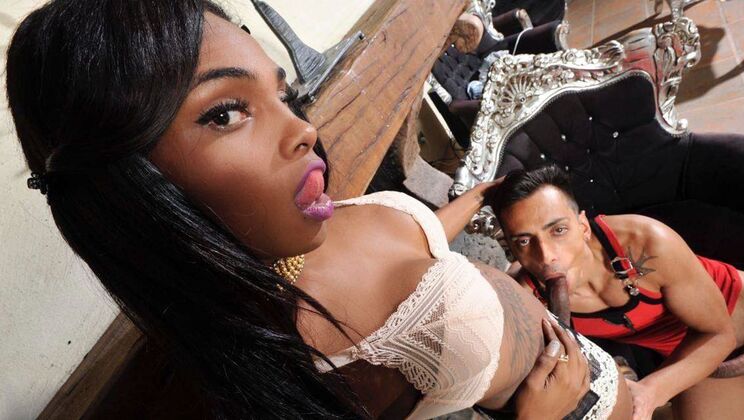 [PinkoTgirls] - Kiara's Lingerie and Stockings Fuck with Andrea