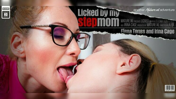 [Mature.nl] - Shaved Pussy Elena Torres Gets Fucked by Stepdaughter Irina Cage - Irina Cage - Elena Torres