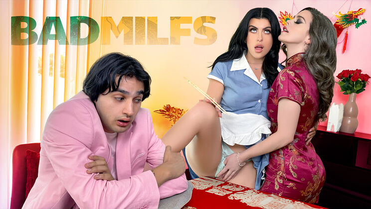 [BadMilfs] - Cum in Mouth Threesome with Favorite Waitress - Elias Cash - Gal Ritchie - Nicole Emma Vaunt