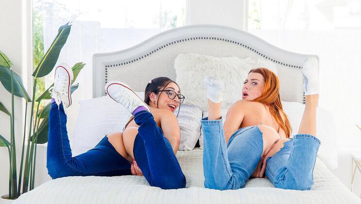 Two Hot Stepsisters Take Turns on Stepbro