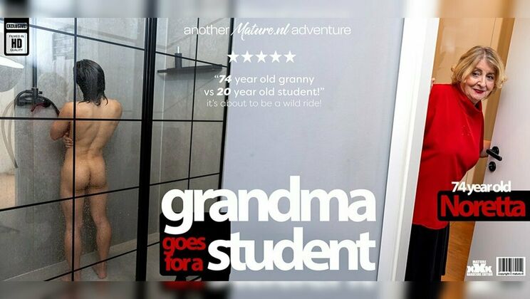 [Mature.nl] - Big ass granny rides young Japanese cock - cum in mouth action - Noretta - Koudai