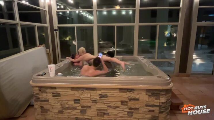 [HotGuysFuck] - Black Babe Joins Jacuzzi Party - Swapping Tongues & More - Atlas Eros - Mike Iron - Ellie Smoke - Quentin Parker