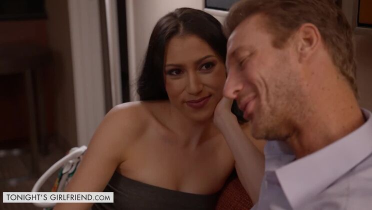 Sweet submissive babe in fishnet stockings for strict client