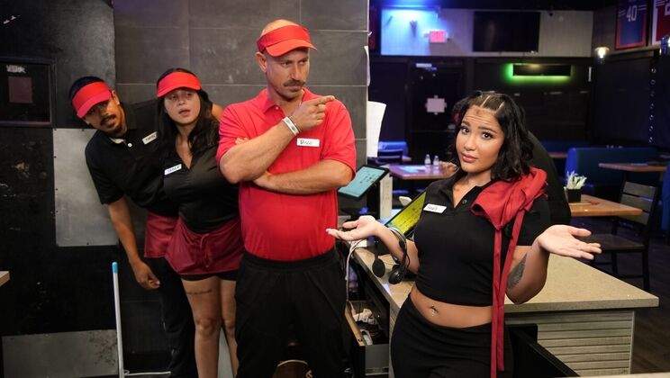 Brats At Work: Anais Amore Gets Sneaky Blowjob From Mike Ox