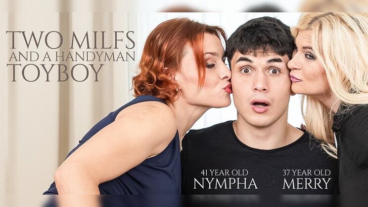 [Mature.nl] - Big Ass MILFs in Dress Get Naked for a Threesome Fuck with Young Handyman - Merry - Bruno Baxter - Nympha