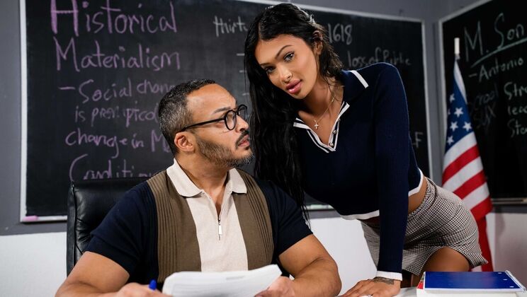 [TransSensual] - Brunette Teacher Victoria Grant Takes Black Cock Anal Deepthroat - Dillon Diaz - Victoria Grant