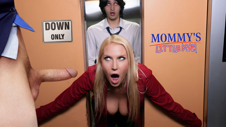 Old Guy and Young Guy Double Team Vanessa Cage in Elevator