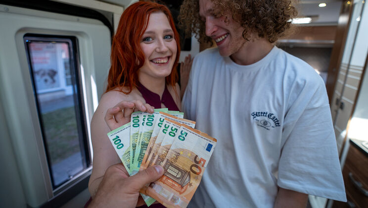 Cherry Crush Takes Cash & Cock From RV Driver in Public Van