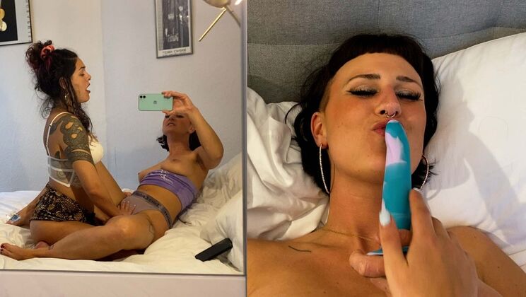Purple Perfection: Hairy Brunette Lesbians Use Dildo