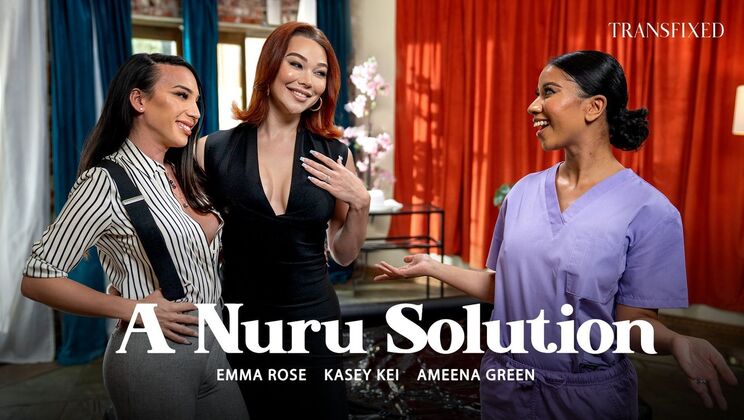 Kasey Kei, Emma Rose & Ameena Green: Nuru Massage, Handjob and Cum Swapping
